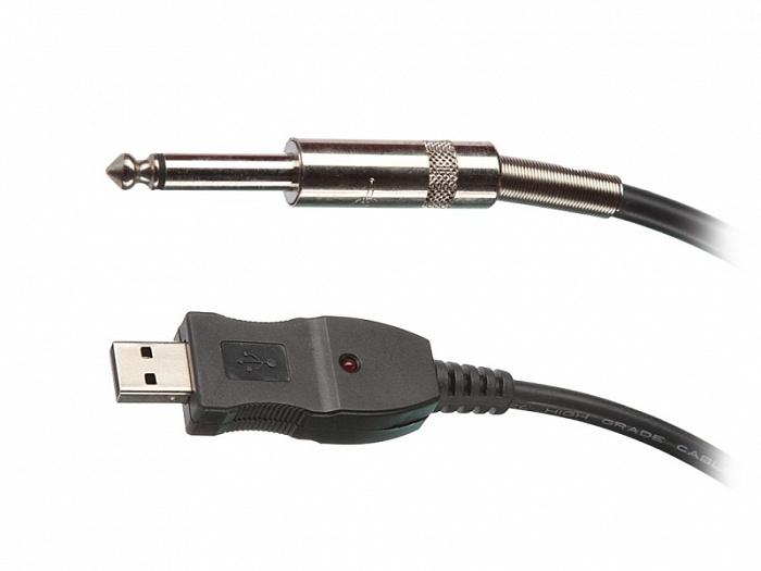 USB-JACK кабель соединительный, для подключения гитары к компьютеру, USB A male < = 3,0м= > JACK 1/4